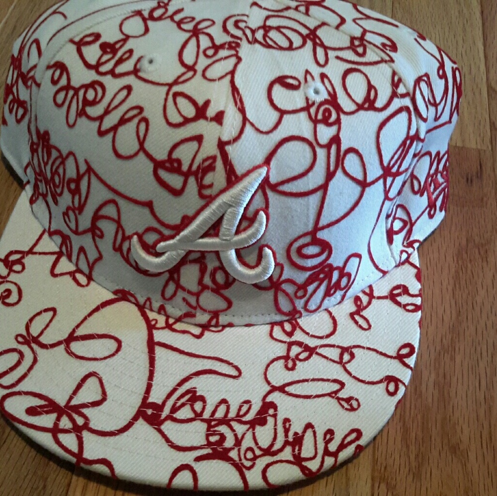 LE Authentic Red Scribble ATL Braves 59 Hat